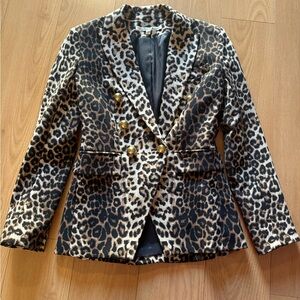 Veronica Beard Dickie  Animal Print Double-Breasted Blazer
